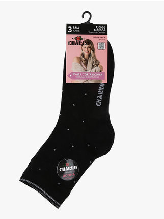 Short women's socks in warm cotton. Pack of 3 pairs