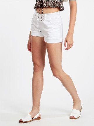 Shorts de algodón de color liso para mujer