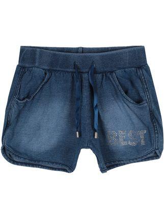 Shorts effetto jeans con strass