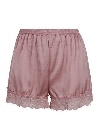 Silk effect shorts with lace