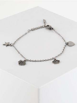 Silver bracelet with chain and pendants