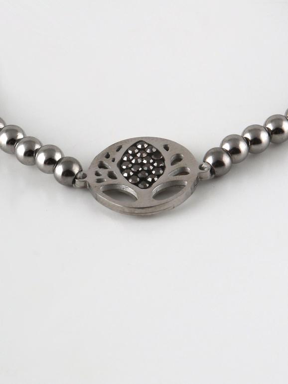 Silver bracelet with pendant and rhinestones
