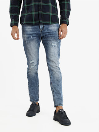 Sim fit men's jeans with tears