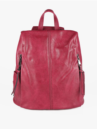 Single color women's backpack with zip