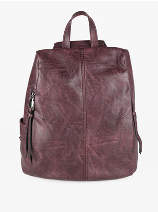 Single color women's backpack with zip