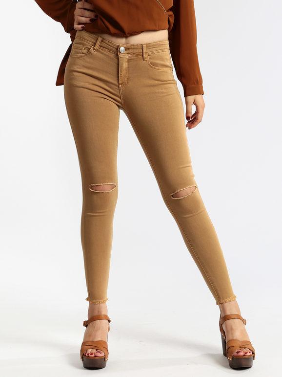 Skinny cigarette trousers with rips