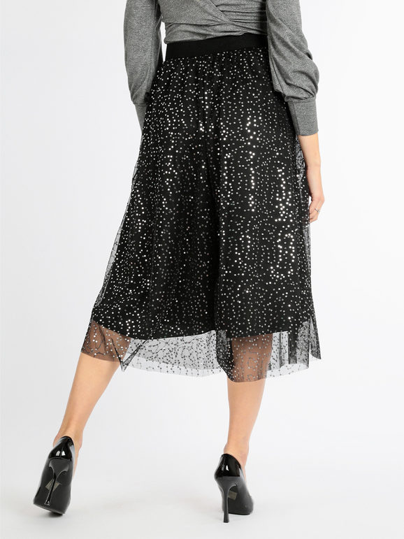 Skirt with tulle and sequins