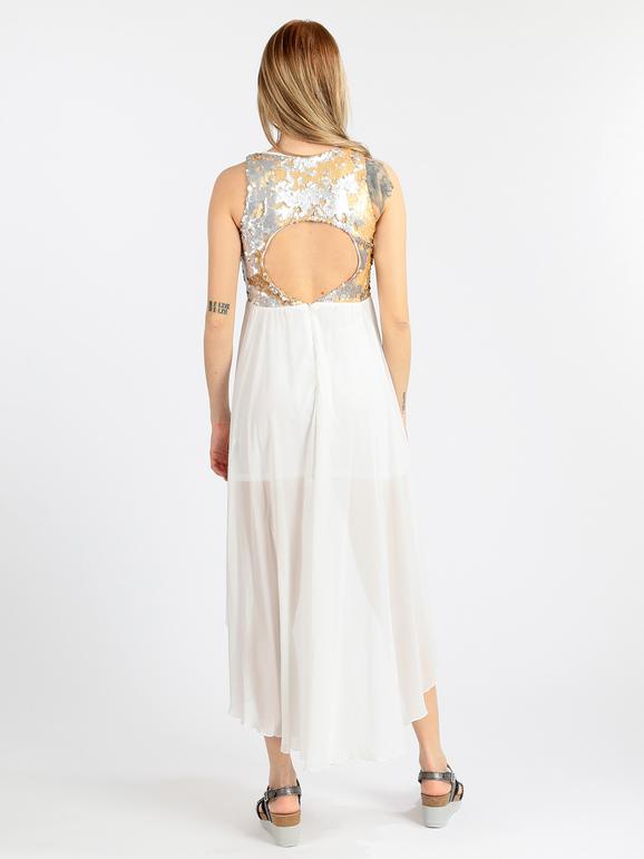 Sleeveless dress with sequins and open back
