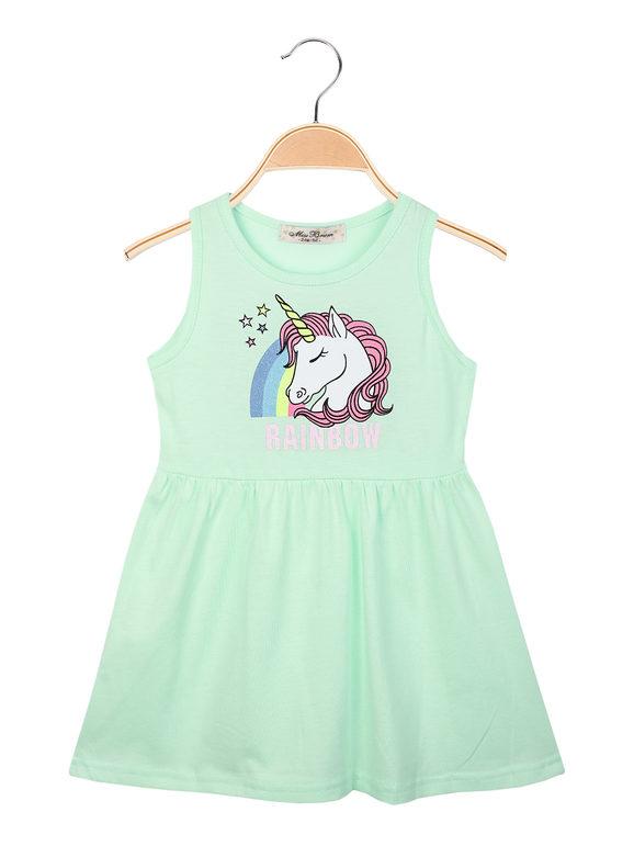 Sleeveless dress with unicorn