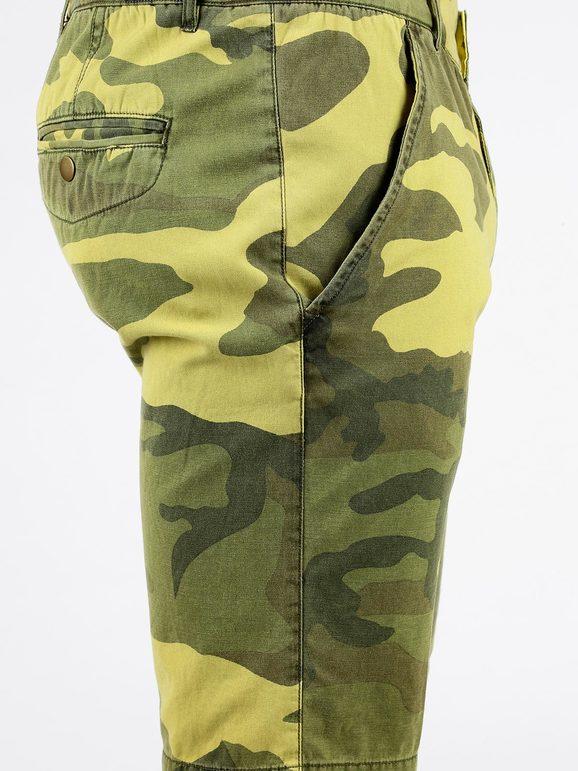 Slim Bermuda shorts with military motif in oversized sizes
