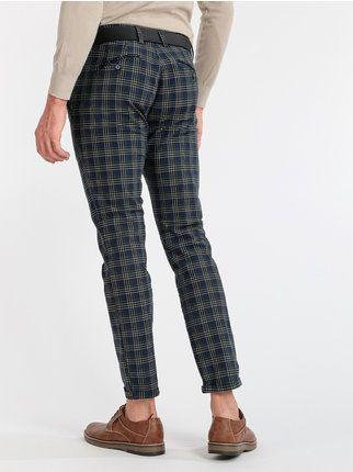 Slim checked trousers with turn-ups