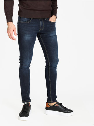 Slim fit dark jeans for men
