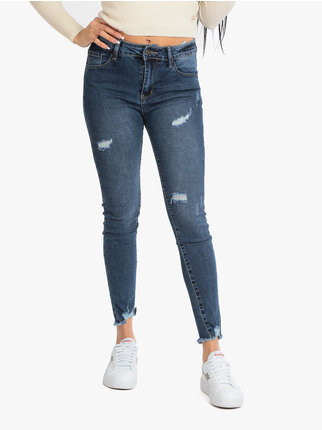 Slim fit jeans with rips for women