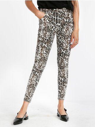 Slim fit trousers with animal print