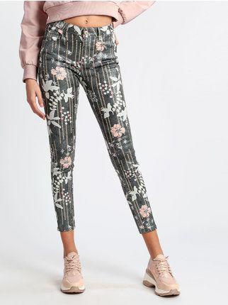 Slim fit trousers with floral print
