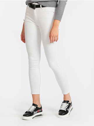 Slim fit white woman jeans