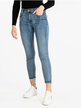Slim fit women's jeans with rhinestones