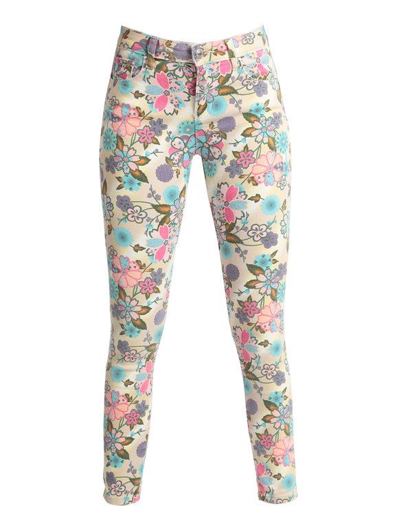 Slim trousers with floral print