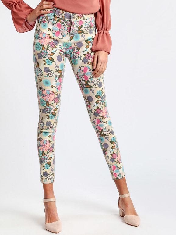 Slim trousers with floral print