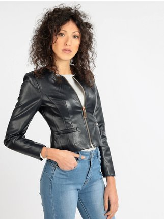 Slim women's faux leather jacket