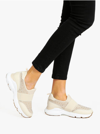 Slip-on sneakers with rhinestones