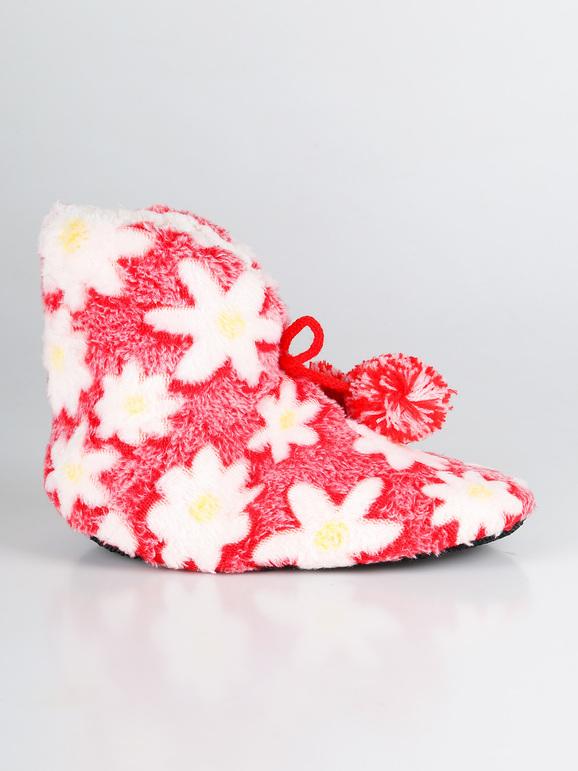 Slipper-Stiefelette mit Blumendruck
