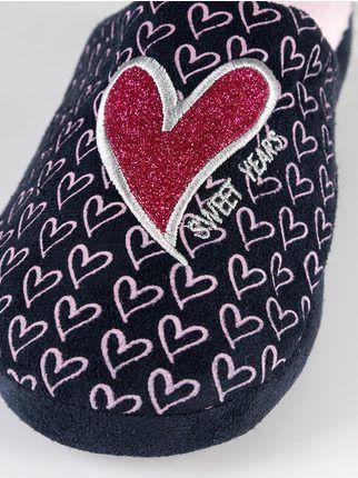 Slippers with glitter heart