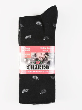 Snail long socks for men, pack of 3 pairs