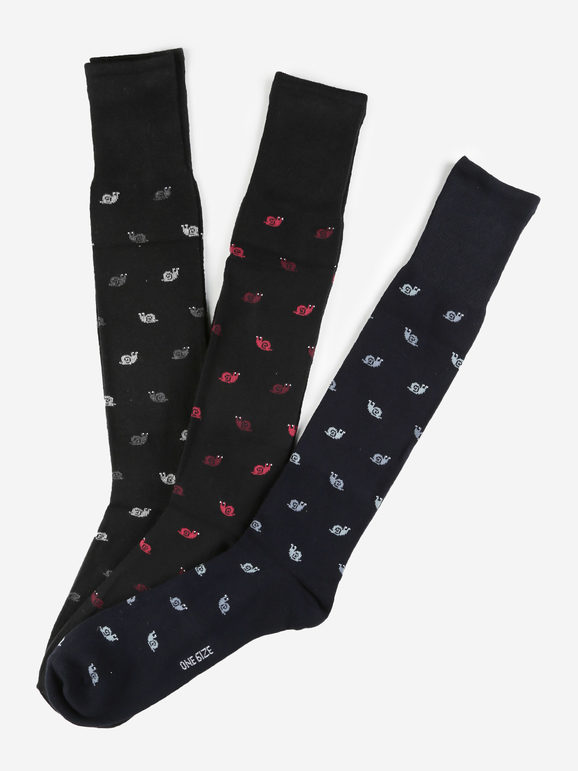 Snail long socks for men, pack of 3 pairs