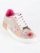 Sneakers basse donna in ecopelle con stampa disegni