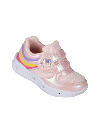 Sneakers da bambina con luci e strappo