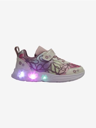 Sneakers da ragazza a fiori con luci