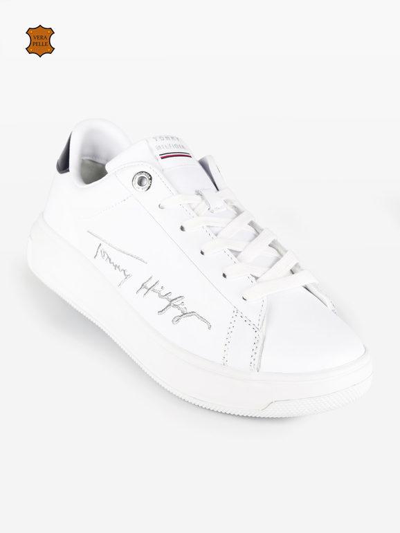 Agnes Gray heal bison Tommy Hilfiger Sneakers donna in pelle con logo : in offerta a 99.99€ su  Mecshopping.it