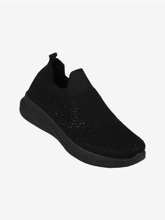 Sneakers donna slip on con strass
