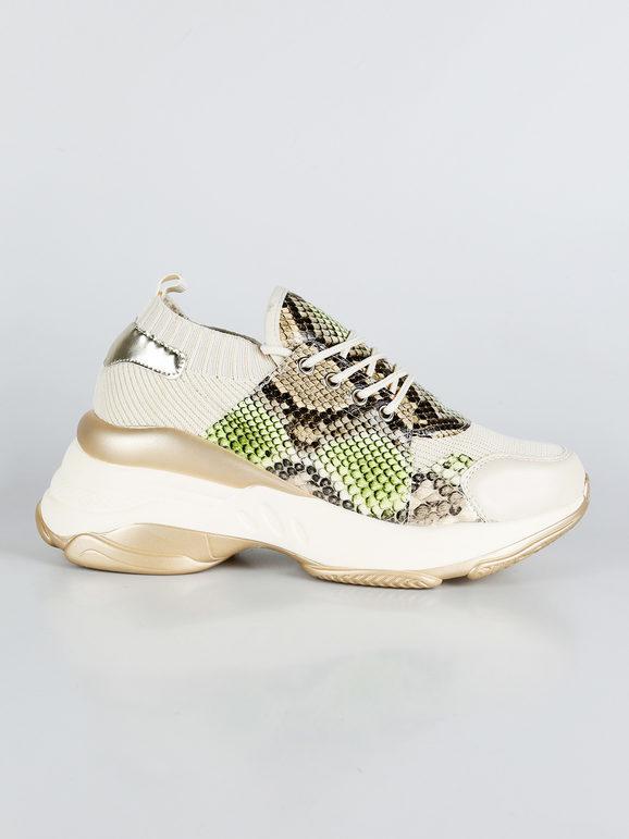 Sneakers with thick sole and python print