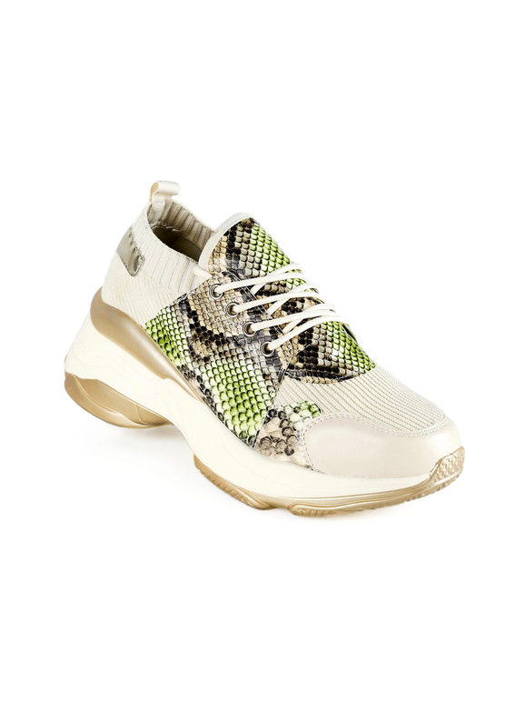 Sneakers with thick sole and python print