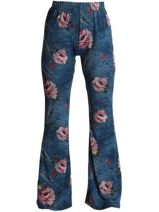 Soft flared trousers with flower print