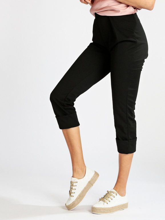 Soft women's trousers with turn-up