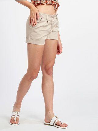 Solid color cotton shorts for women