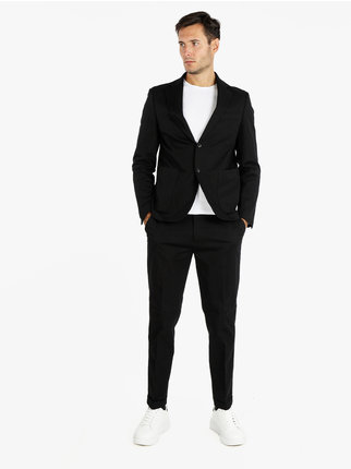 Solid color cotton suit for men