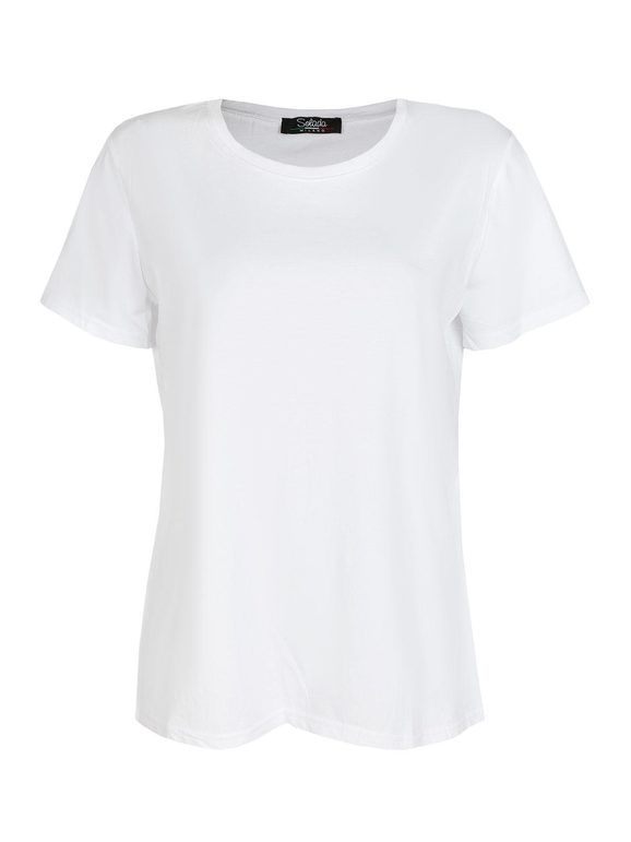 Solid color round neck T-shirt