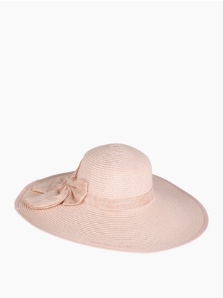 Sombrero de paja para mujer con lazo