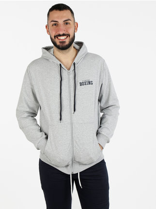 Sports sweatshirt for men with hood and zip