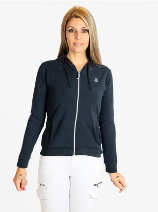 Sporty women's sweatshirt with zip and hood