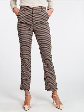 Straight leg checked trousers