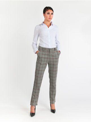 Straight leg houndstooth trousers