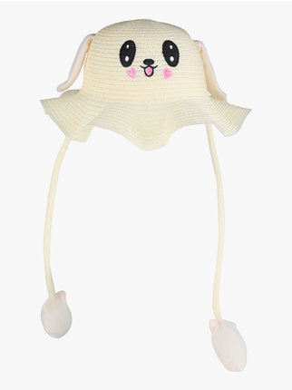 Straw hat with animated ears