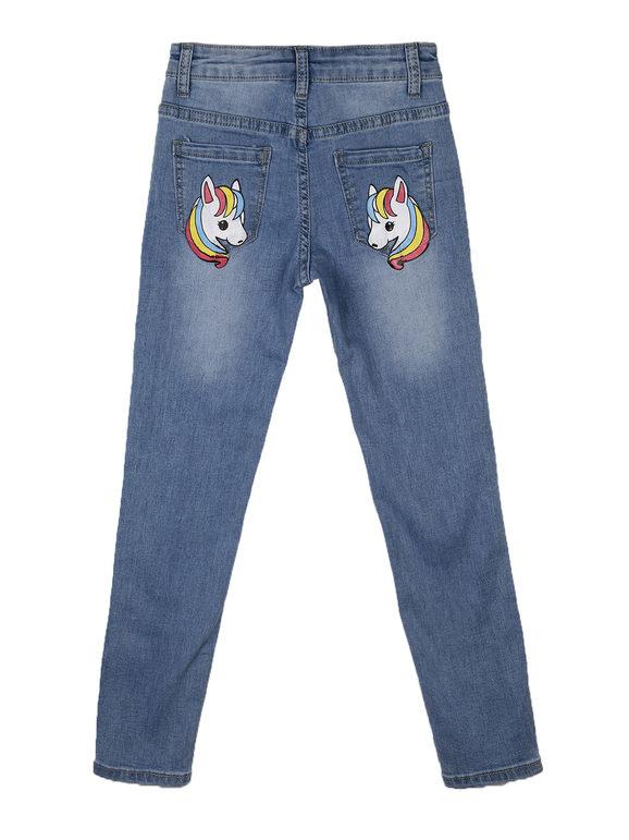 Stretch jeans with drawings