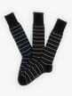 Men's long striped socks  Pack of 3 pairs