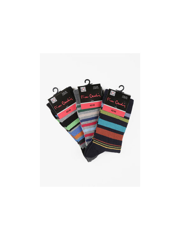 Striped men's short socks  pack of 3 pairs